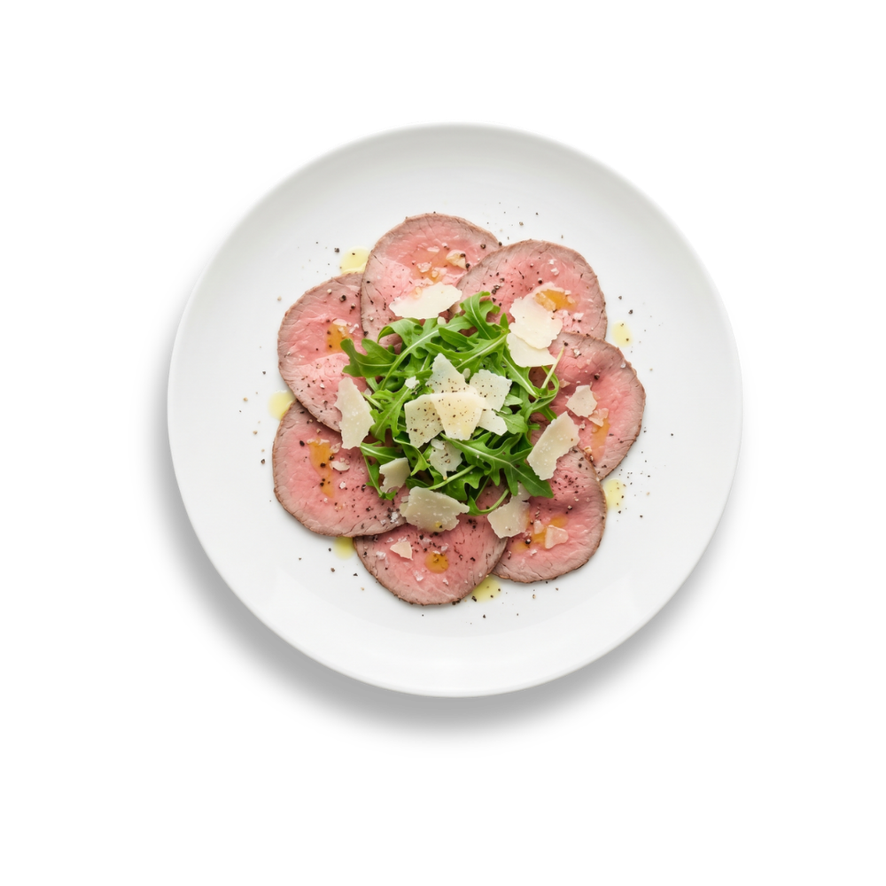 Roast beef di manzo CBT con rucola e Parmigiano Reggiano