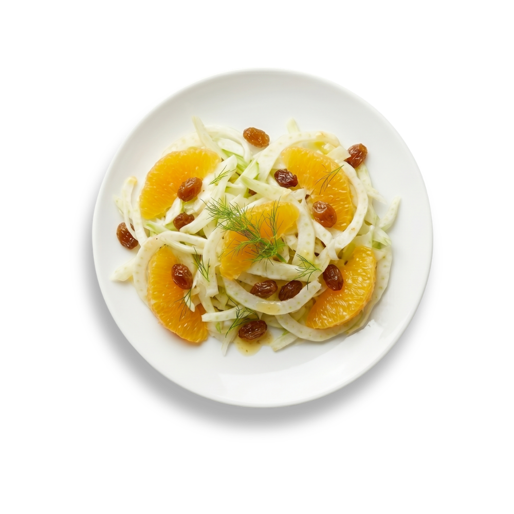 Insalatina di finocchio, arancia e uvetta